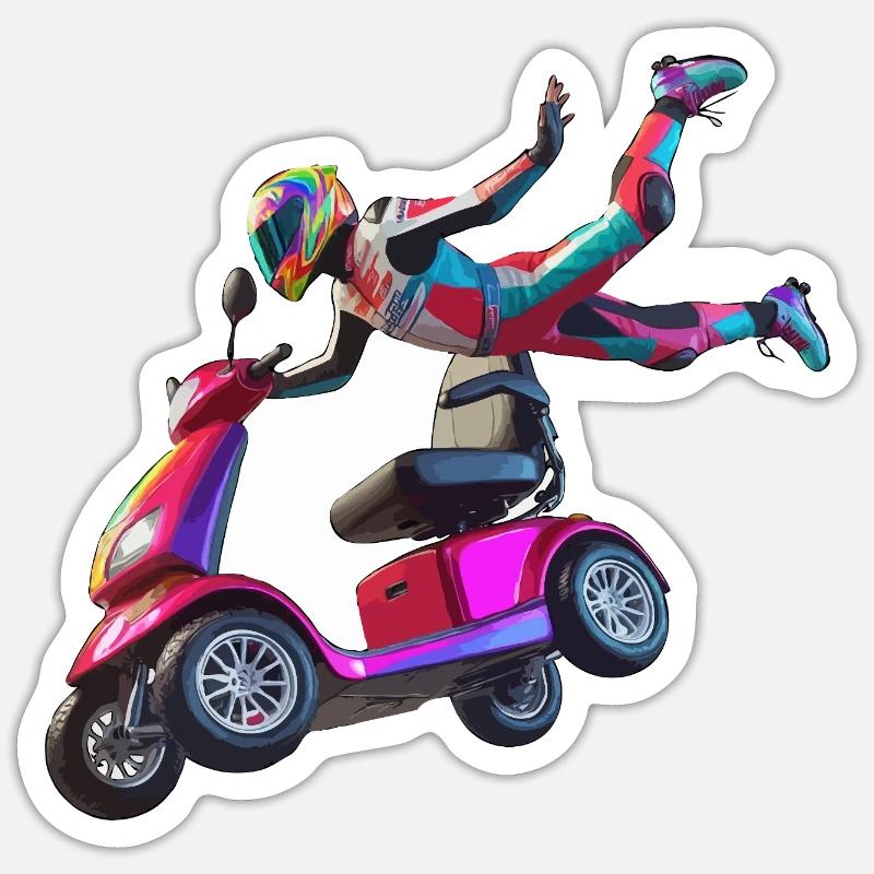 Mobility scooter stunt Sticker size S (10 x 10 cm)