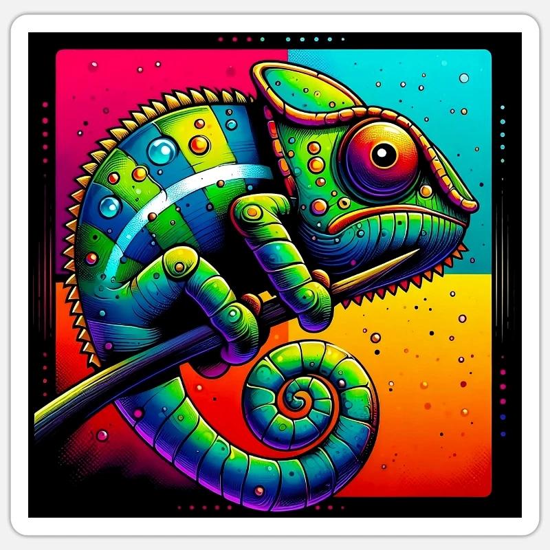 caméléon - Sticker taille S (10 x 10 cm) - blanc mat