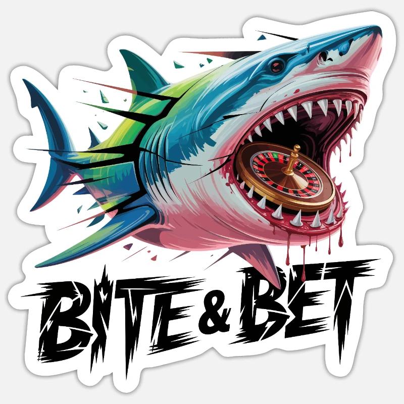 Shark Roulette Bite Sticker size S (10 x 10 cm)
