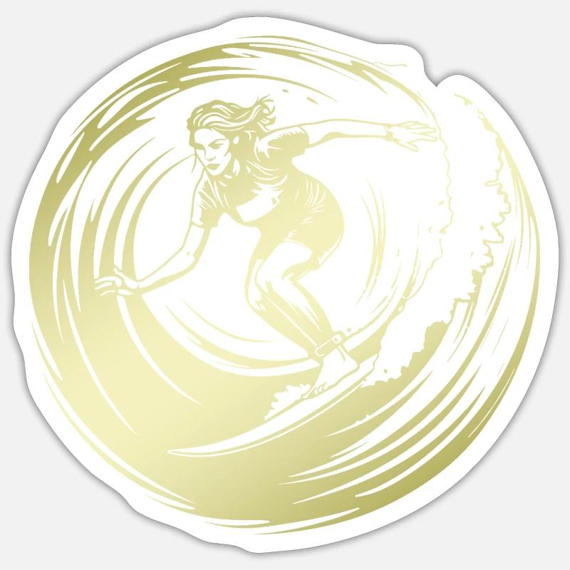 Surfer Silhouette Surfing - Sticker size S (10 x 10 cm) - white matte