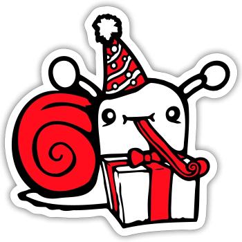 Snail Birthday Party Gifts Hat Cute - Sticker size S (10 x 10 cm) - white matte - Front