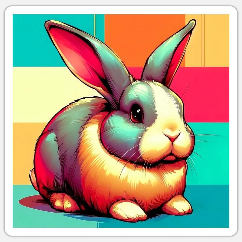 lapin - Sticker taille S (10 x 10 cm) - blanc mat