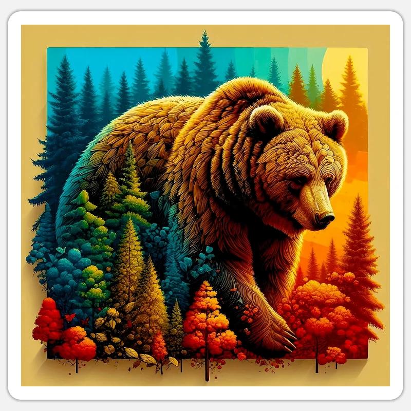 ours - Sticker taille S (10 x 10 cm) - blanc mat