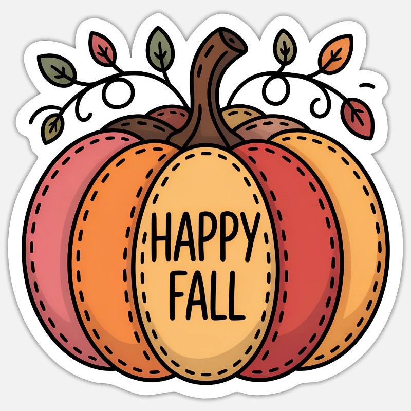 Champ de citrouilles d’automne heureux - Sticker taille S (10 x 10 cm) - blanc mat