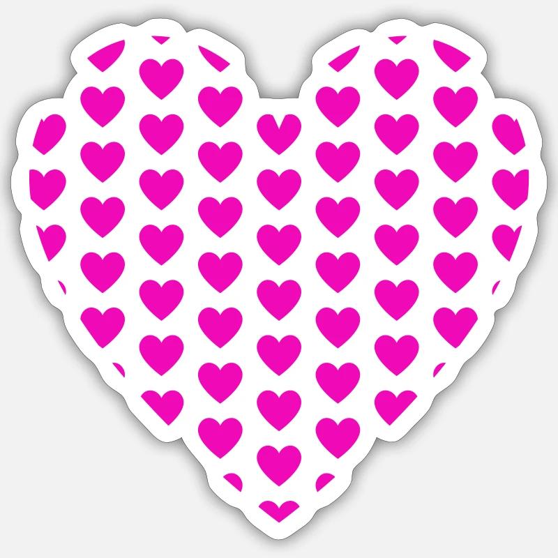 Heart Hearts Patch Pattern - Sticker size S (10 x 10 cm) - white matte