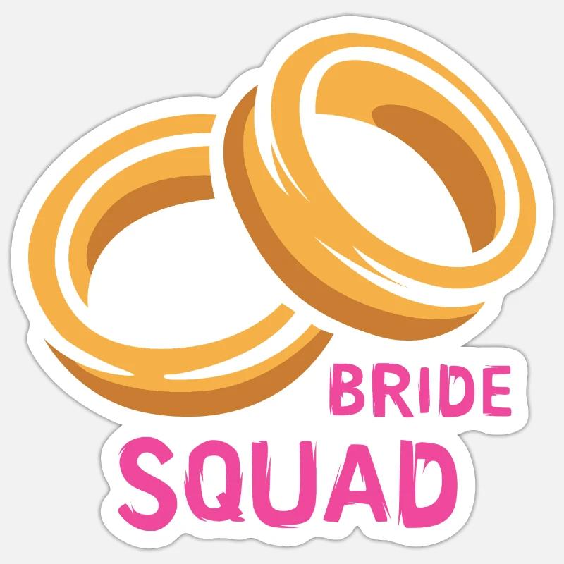 Bride Squad Ringe Junggesellinnenabschied Sticker Größe S (10 x 10 cm)
