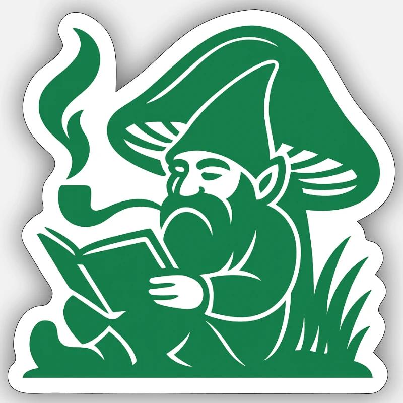 Gnome vert - Sticker taille S (10 x 10 cm) - blanc mat