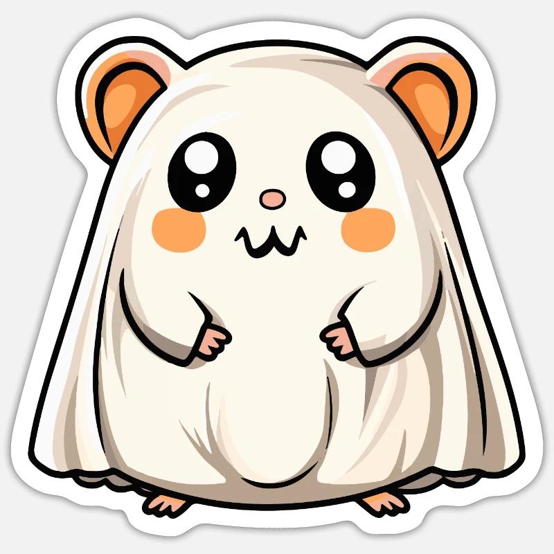 Hamster Halloween Ghost - Sticker size S (10 x 10 cm) - white matte