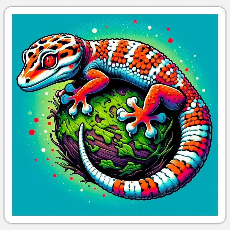 Gecko - Sticker size S (10 x 10 cm) - white matte