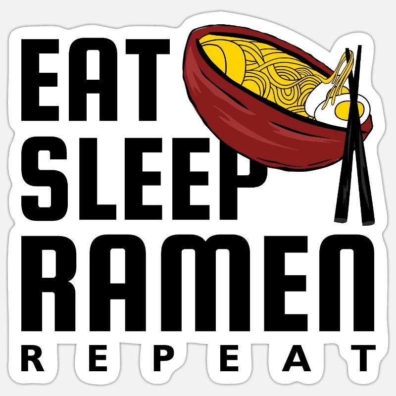 Eat Sleep Ramen Repeat - Sticker size S (10 x 10 cm) - white matte