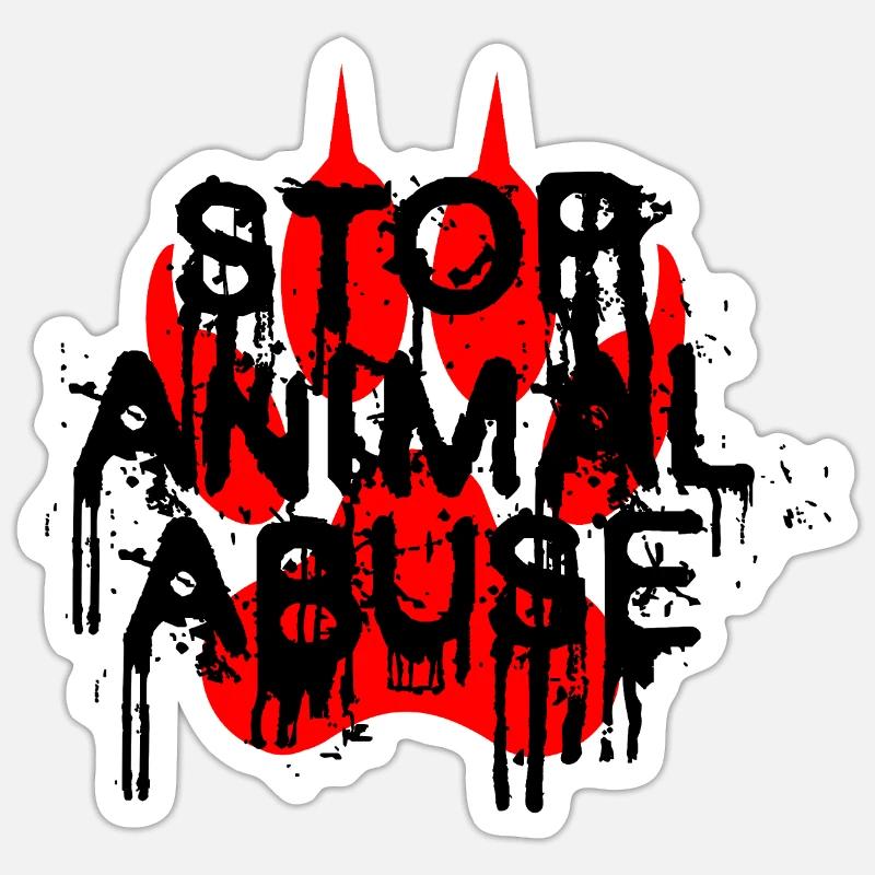 Stop à la maltraitance animale - Sticker taille S (10 x 10 cm) - blanc mat