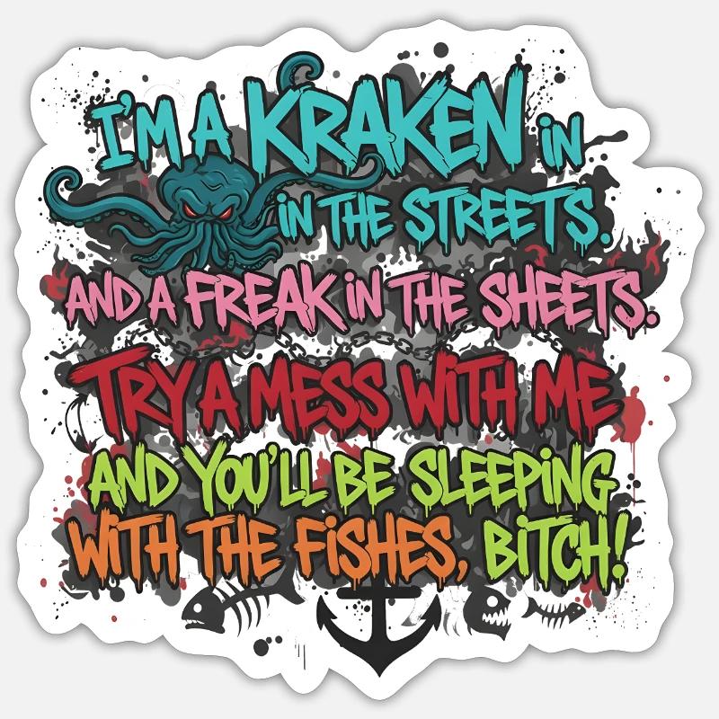 GRAFFITI DE RUE KRAKEN DISANT Sticker taille S (10 x 10 cm)