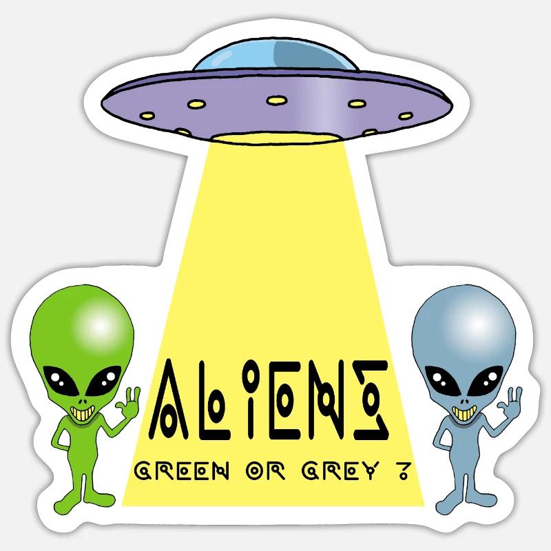 Grün oder grau außerirdisch? - Sticker Größe S (10 x 10 cm) - Mattweiß