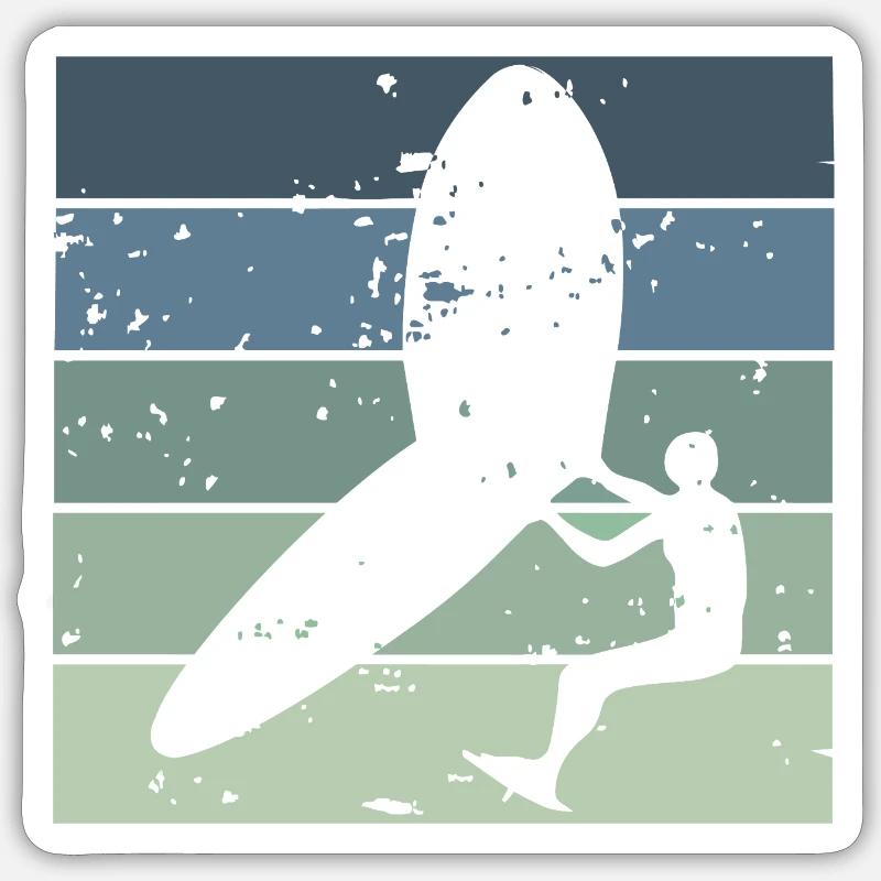 Silhouette Wingfoiler with Surfboard - Sticker size S (10 x 10 cm) - white matte