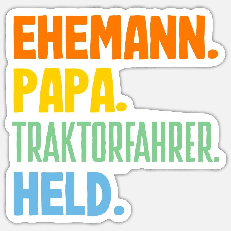 Ehemann Papa Traktorfahrer Held Sticker Größe S (10 x 10 cm)