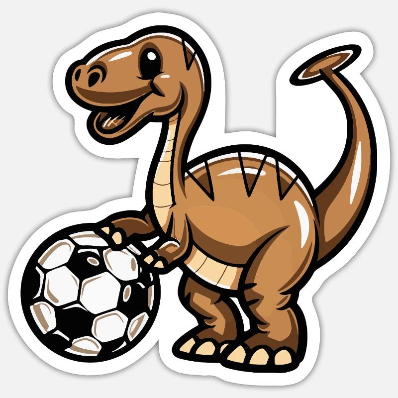 Dino Soccer Comic - Sticker Größe S (10 x 10 cm) - Mattweiß