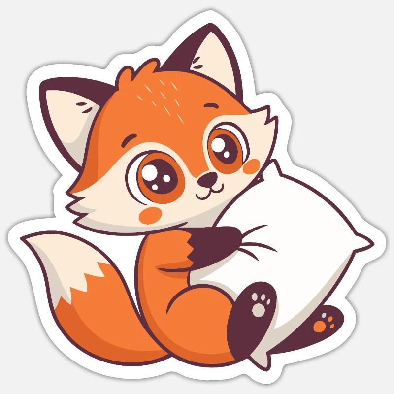 Fox Cozy and Pillow Sticker size S (10 x 10 cm)