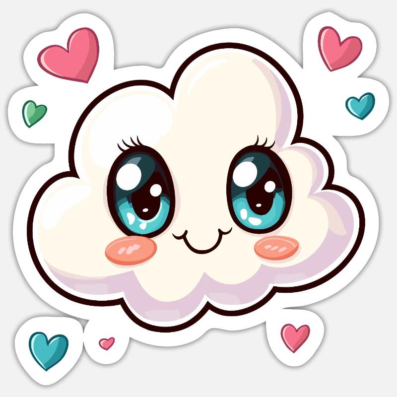 Kuschelige Wolke mit Herzchen - Sticker Größe S (10 x 10 cm) - Mattweiß