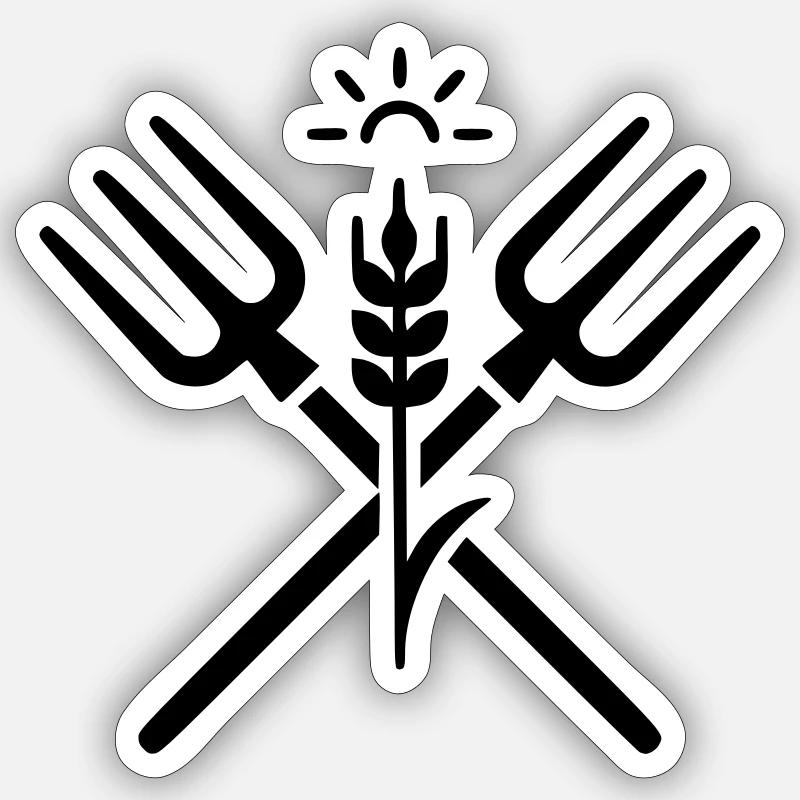 landwirtschaft bauer mistgabel logo - Sticker Größe S (10 x 10 cm) - Mattweiß