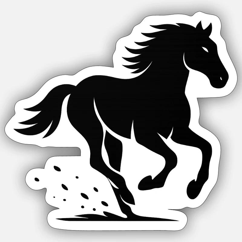 Silhouette de galop de cheval - Sticker taille S (10 x 10 cm) - blanc mat