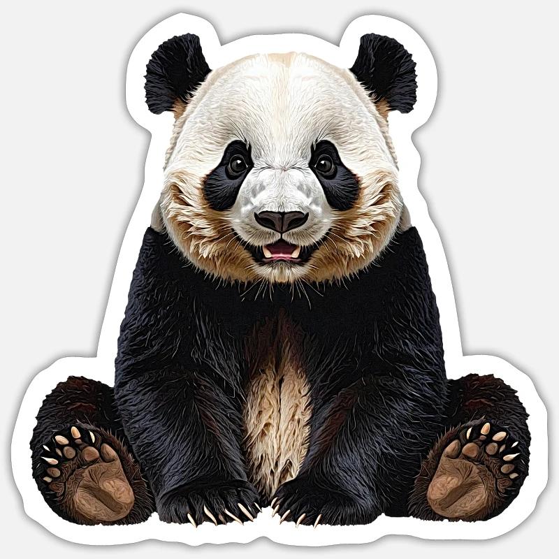 Panda - Sticker taille S (10 x 10 cm) - blanc mat