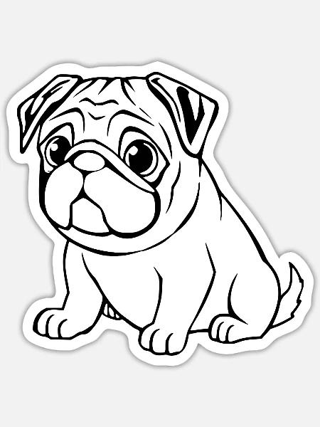 Mops schwarz Hunde T-shirt Geschenk Weihnachten - Sticker Größe S (10 x 10 cm) - Mattweiß