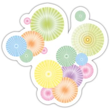 Rosettes pastel – structure en éventail décoratif - Sticker taille S (10 x 10 cm) - blanc mat - Devant