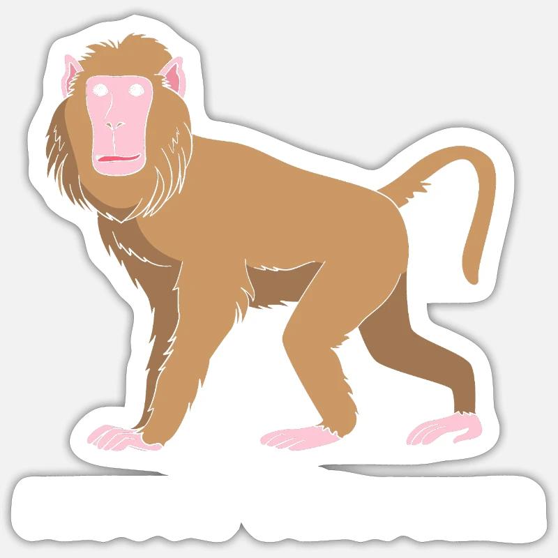 Babouin Babouin Primate Singe Singe - Sticker taille S (10 x 10 cm) - blanc mat