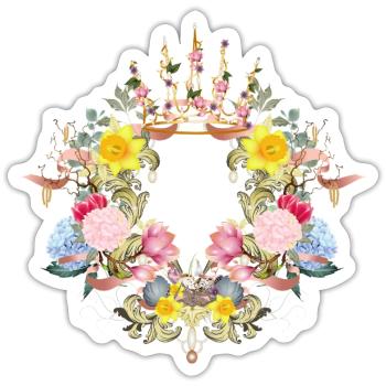 Couronne de fleurs baroque avec de délicats accents printaniers - Sticker taille S (10 x 10 cm) - blanc mat - Devant