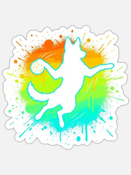 Handballer Deutscher Schäferhund Geschenk Kind - Sticker Größe S (10 x 10 cm) - Mattweiß