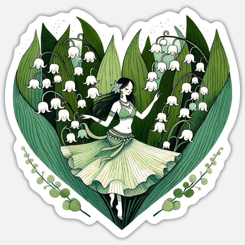 Lily Vale danseuse dans Heart Bloom Sticker taille S (10 x 10 cm)