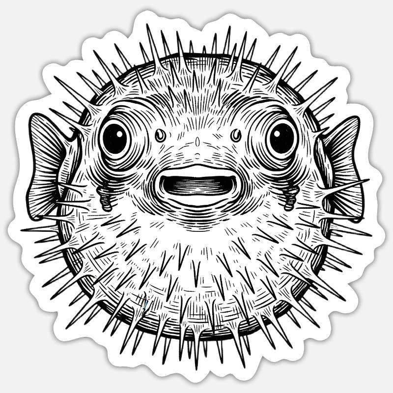 Pufferfish - Sticker size S (10 x 10 cm) - white matte