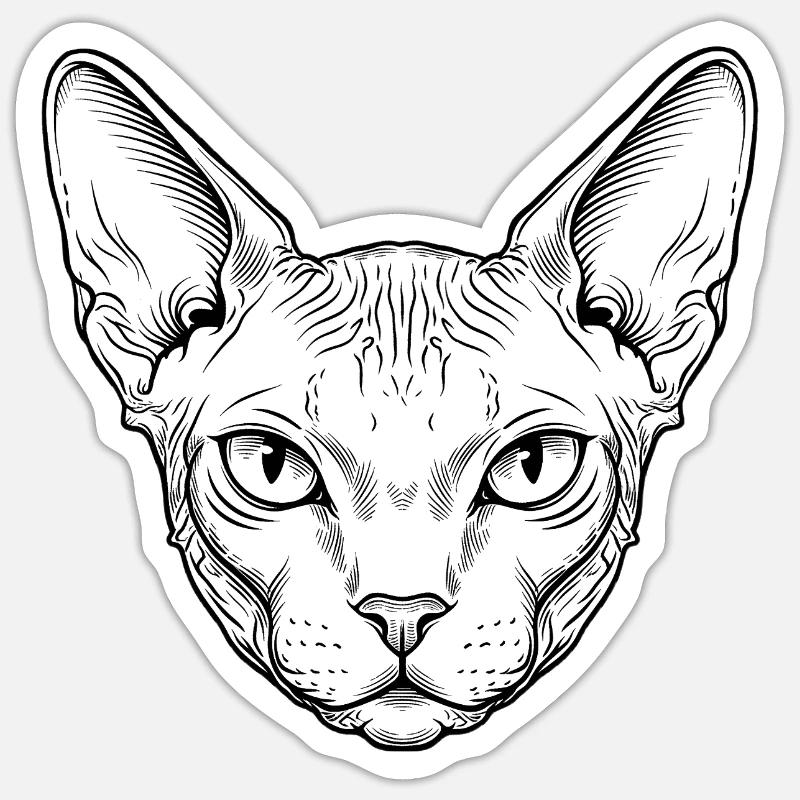 Sphynx Katze - Sticker Größe S (10 x 10 cm) - Mattweiß