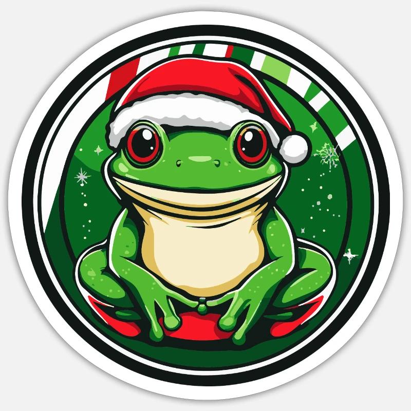 Frosch Weihnachten Comic - Sticker Größe S (10 x 10 cm) - Mattweiß