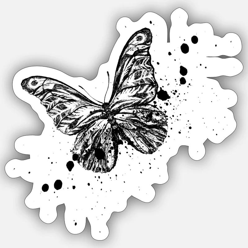 Illustration de papillon - Sticker taille S (10 x 10 cm) - blanc mat