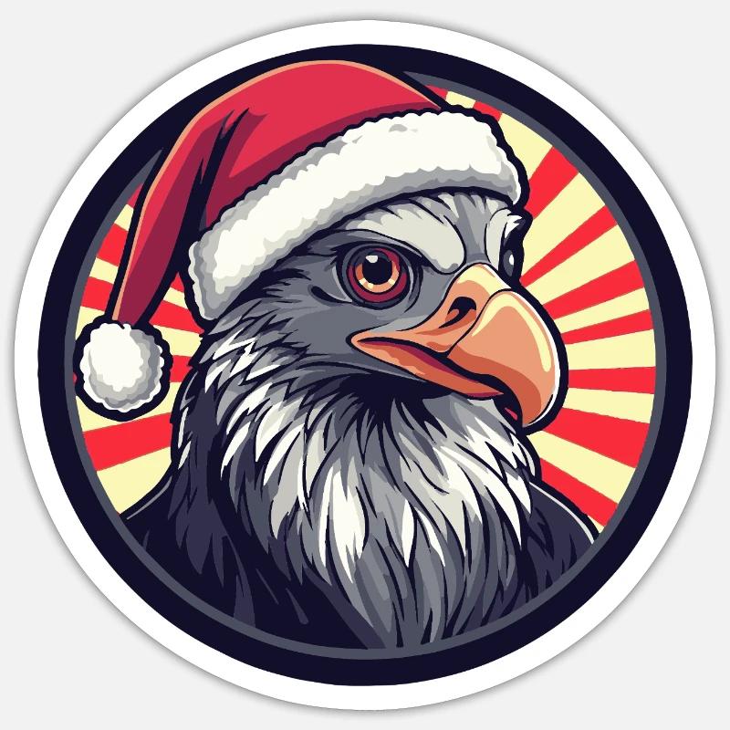 Weihnachtsvogel mit Santa Hut - Sticker Größe S (10 x 10 cm) - Mattweiß