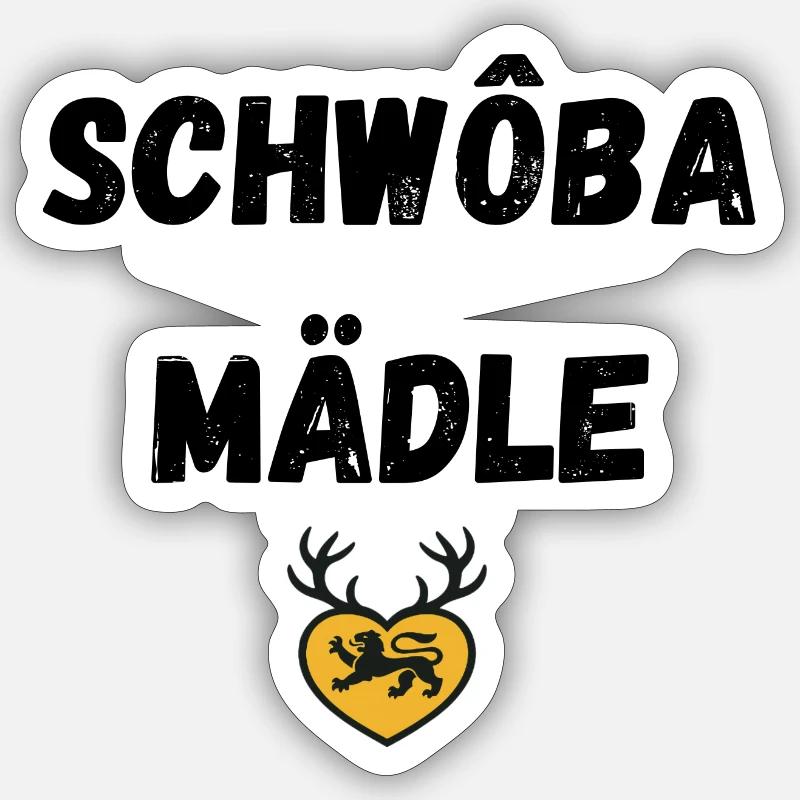 Schwoba Mädle Swabian - Sticker taille S (10 x 10 cm) - blanc mat