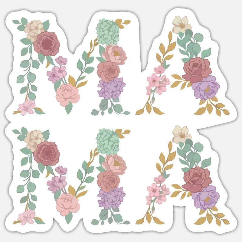 Mama Blumen Floral Schrift Beste Mutter Muttertag Sticker Größe S (10 x 10 cm)