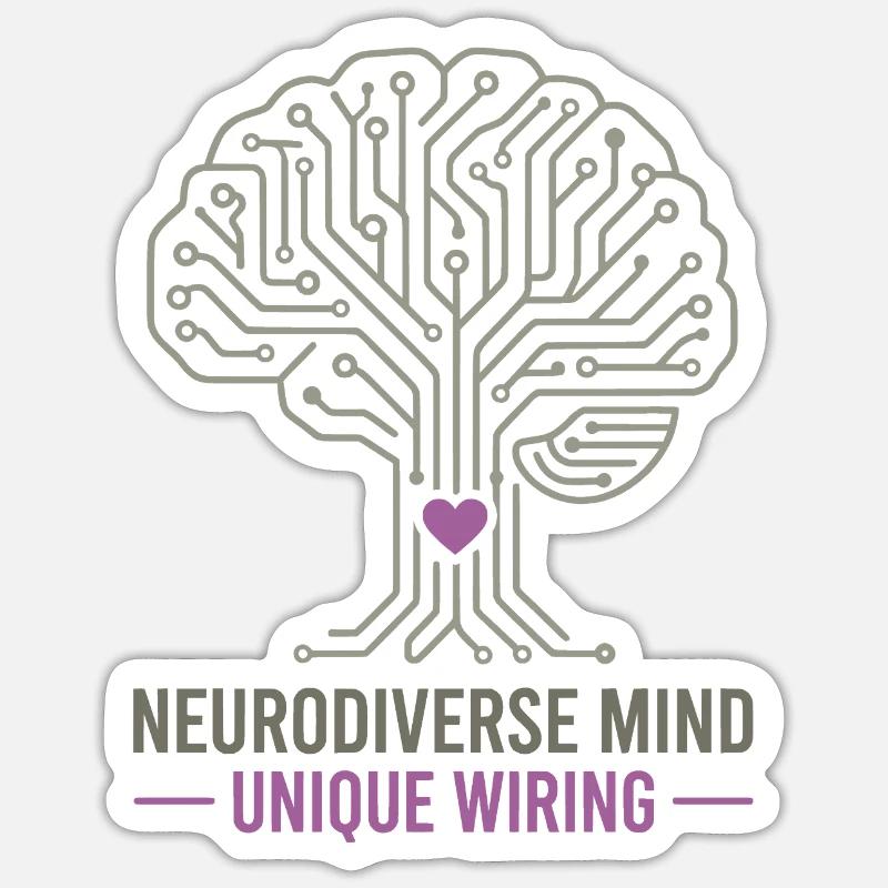 NEURODIVERSE MIND Unique Wiring Awareness  - Sticker size S (10 x 10 cm) - white matte