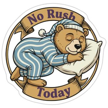 No stress today – Bear in pajamas - Sticker size S (10 x 10 cm) - white matte - Front