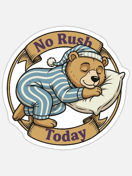 Pas de stress aujourd’hui – Ours en pyjama - Sticker taille S (10 x 10 cm) - blanc mat