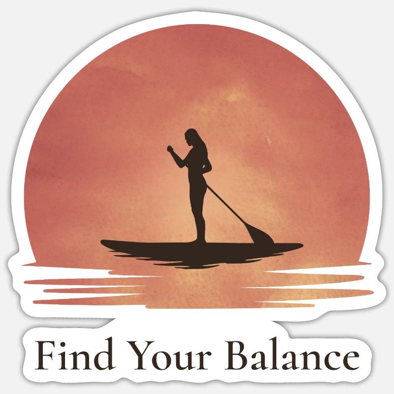 Trouvez votre équilibre – SUP Sunset - Sticker taille S (10 x 10 cm) - blanc mat