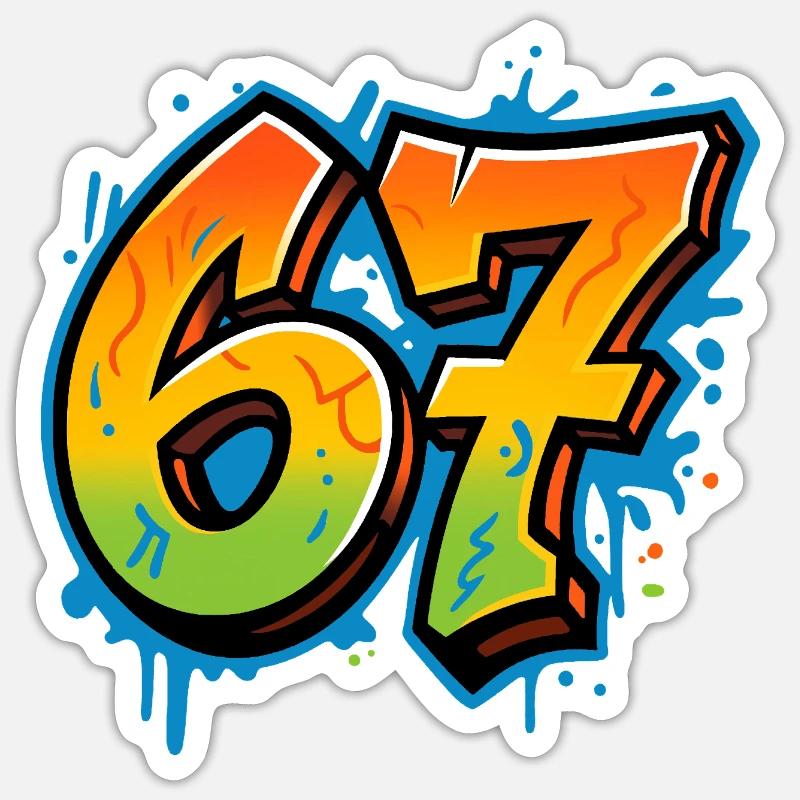 Six Seven Graffity - Sticker size S (10 x 10 cm) - white matte