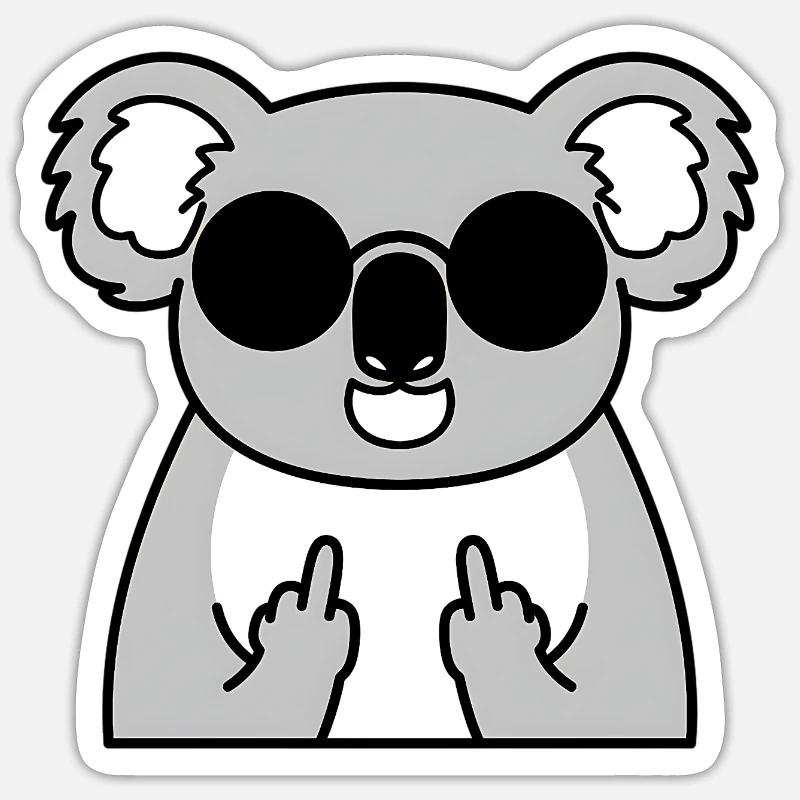 Koala Punk: Middle Finger Attitude - Sticker size S (10 x 10 cm) - white matte
