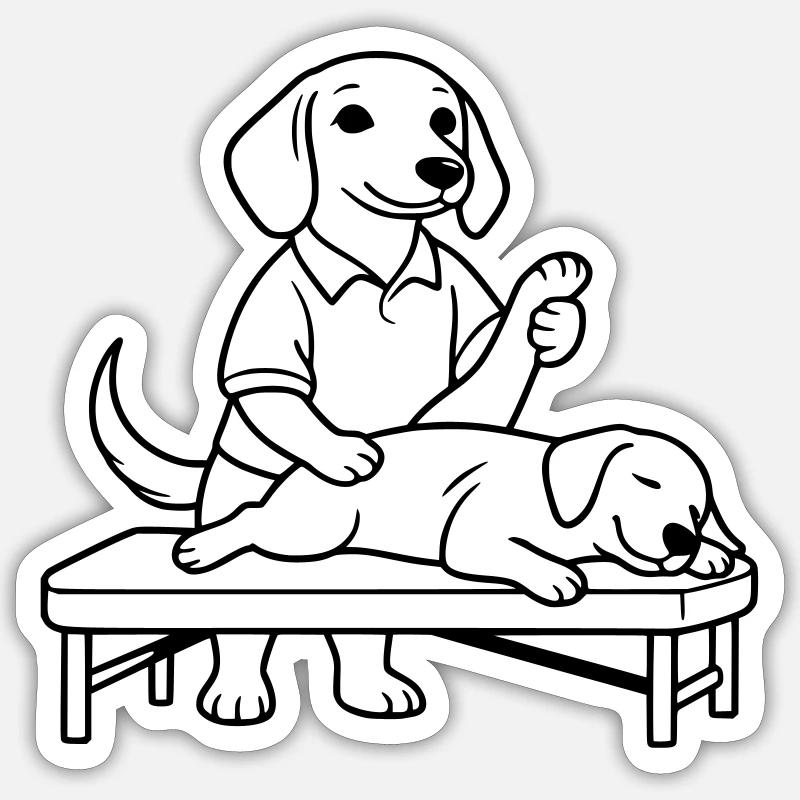 dackel physiotherapeut - Sticker Größe S (10 x 10 cm) - Mattweiß