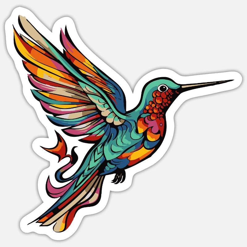 Hummingbird Bird Comic - Sticker size S (10 x 10 cm) - white matte
