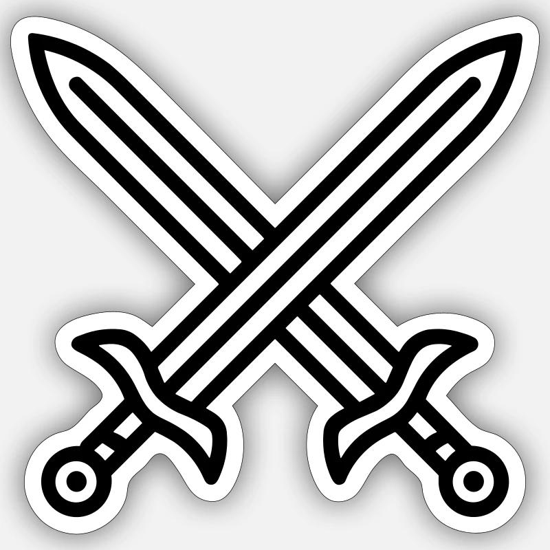 Schwertkampf - Sticker Größe S (10 x 10 cm) - Mattweiß