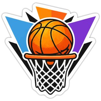 Basketball-Basketball-Basketball-Grafik-Dunk-Kunst - Sticker Größe S (10 x 10 cm) - Mattweiß - Vorne