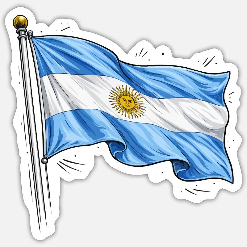 Drapeau de l’Argentine - Sticker taille S (10 x 10 cm) - blanc mat