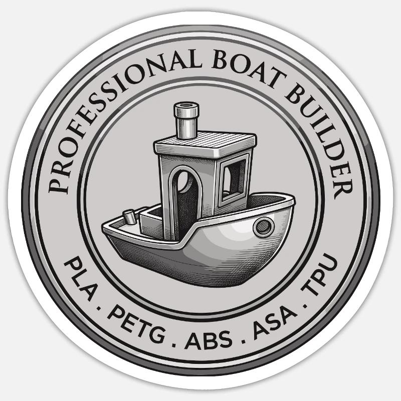 Professional Boat Builder – 3D Druck Emblem - Sticker Größe S (10 x 10 cm) - Mattweiß